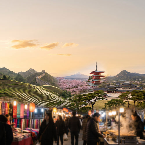 Vista de China, Japão e Coreia do Sul para viajantes com eSIM de dados