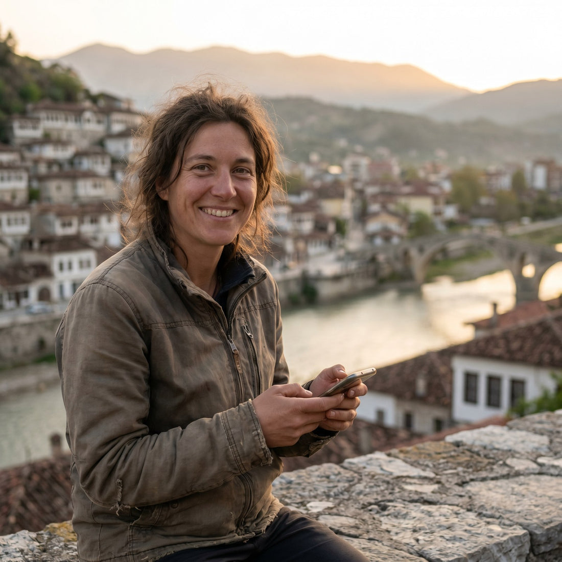 Viajero conectado en Albania con la eSIM de PuraSIM