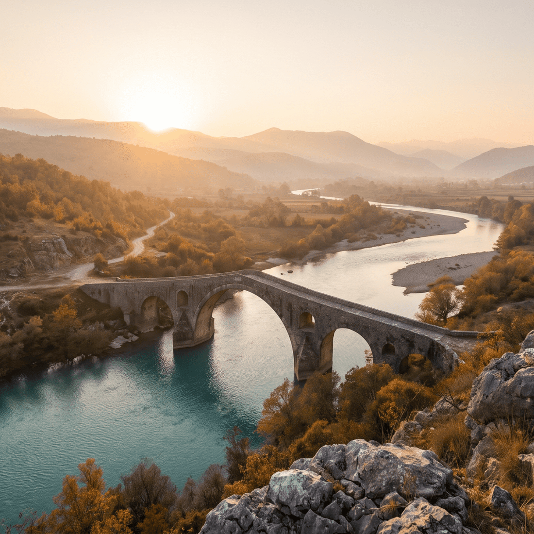 Paisaje de Albania con cobertura 4G/5G de la eSIM de PuraSIM