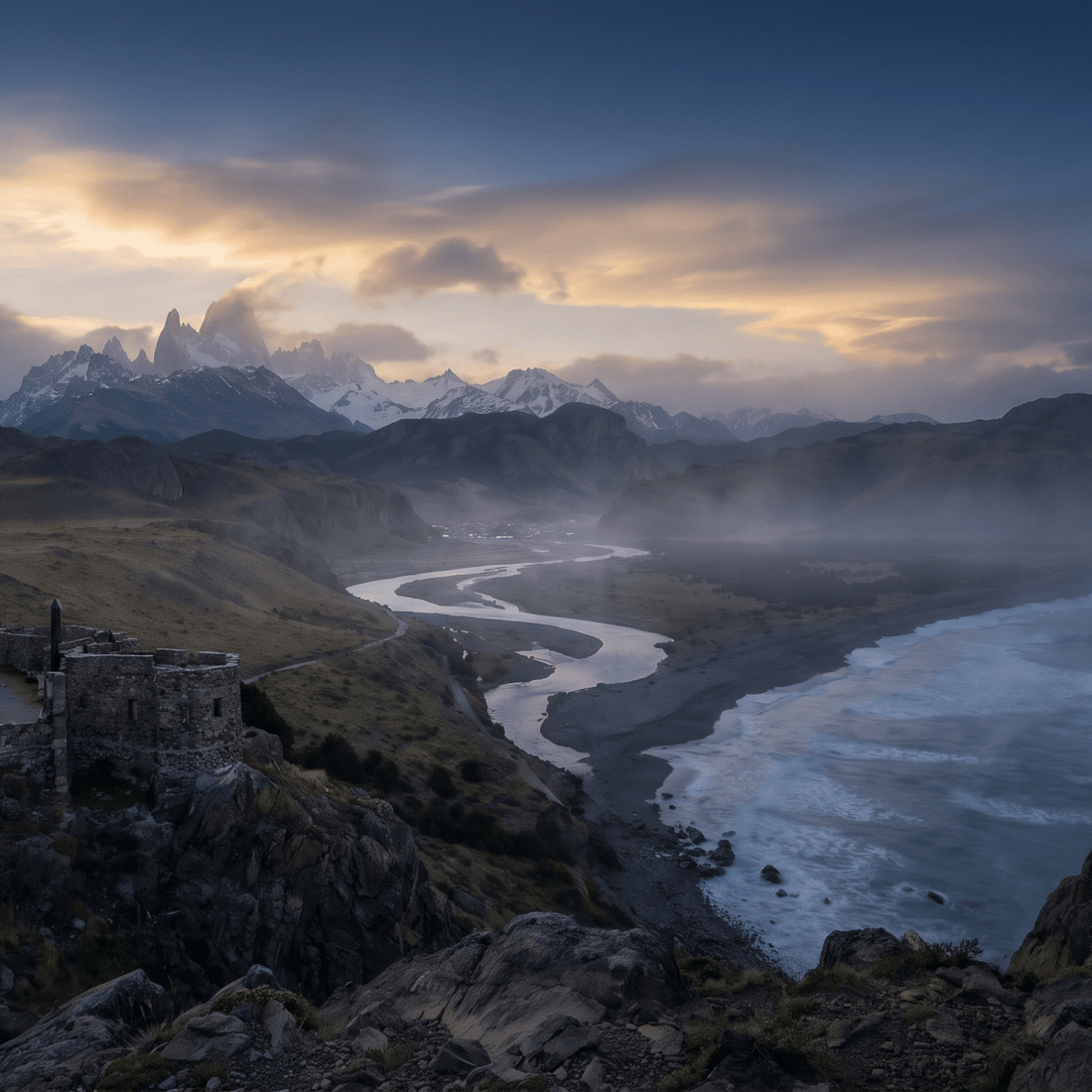 Atardecer en América del Sur, conectado con datos móviles sin roaming
