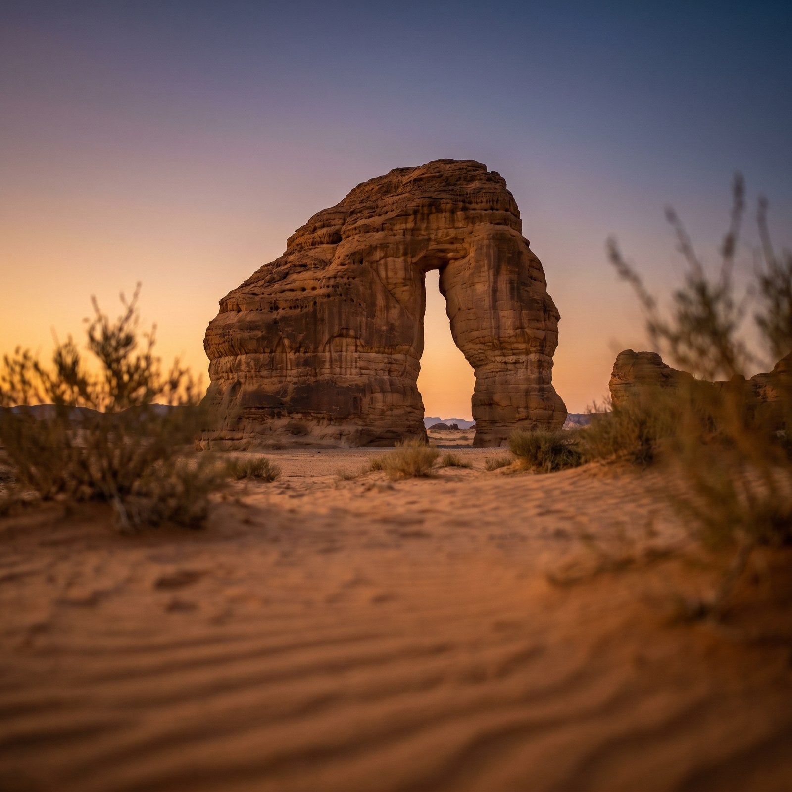 Atardecer en Arabia Saudí, conectado con datos móviles sin roaming