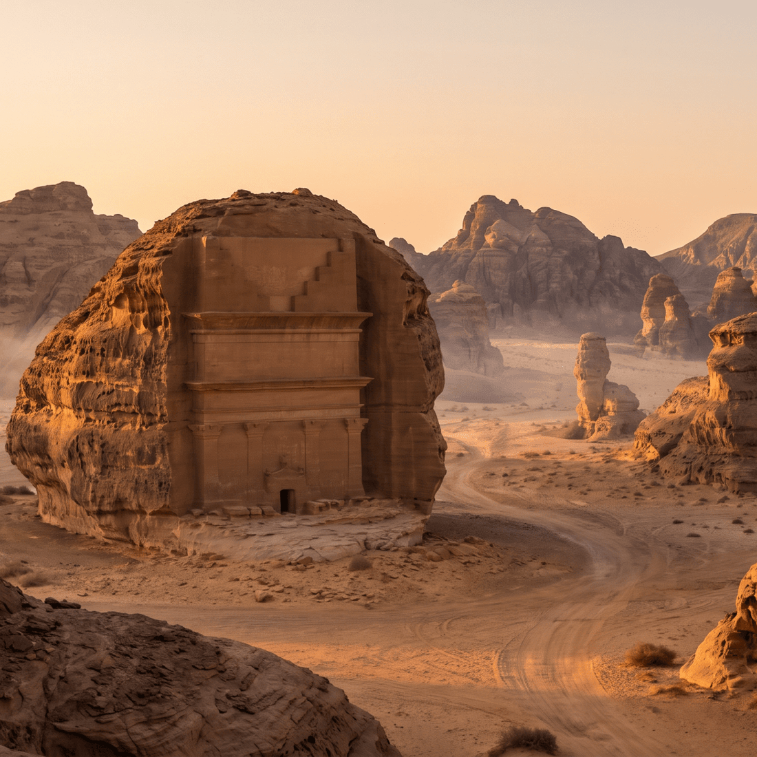 Paisaje de Arabia Saudí con cobertura 4G/5G de la eSIM de PuraSIM
