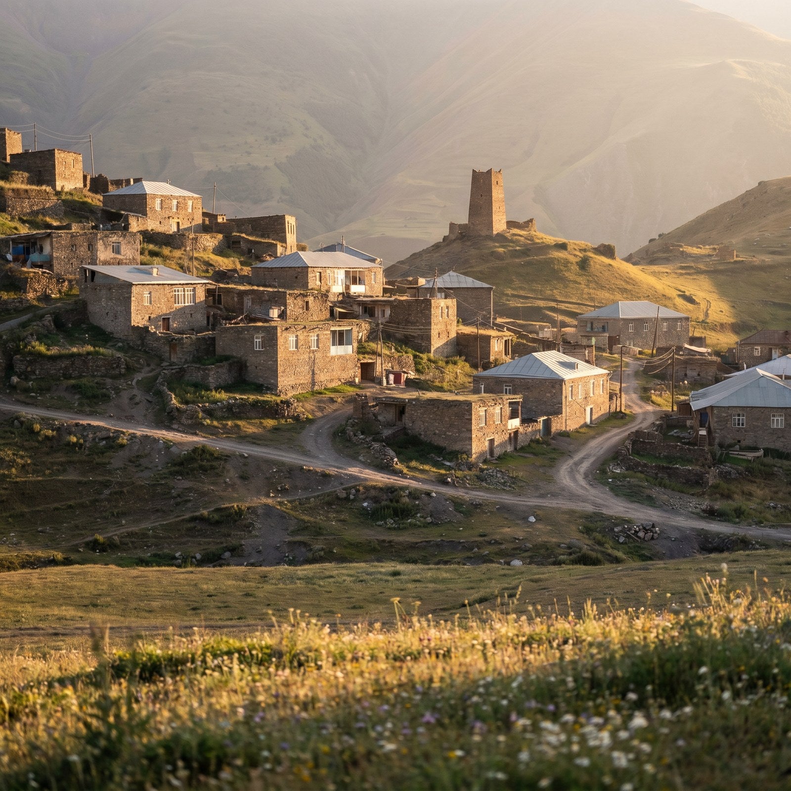 Atardecer en Azerbaiyán, conectado con datos móviles sin roaming