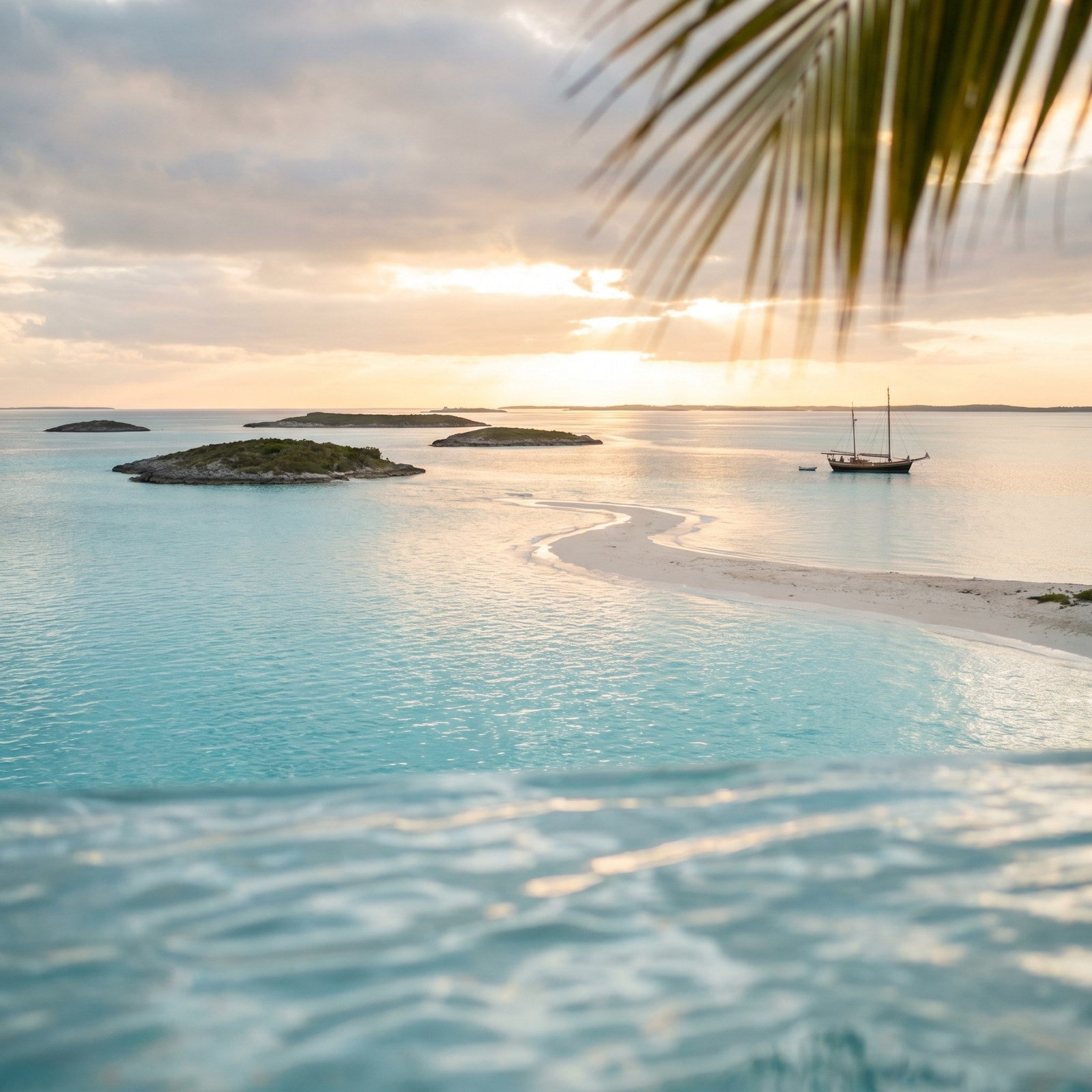 Atardecer en Bahamas, conectado con datos móviles sin roaming