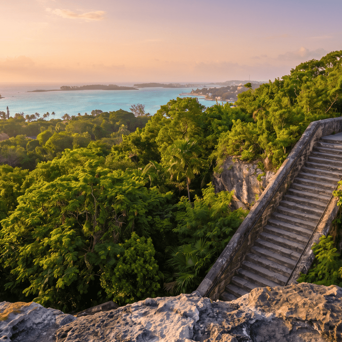 Paisaje de Bahamas con cobertura 4G/5G de la eSIM de PuraSIM