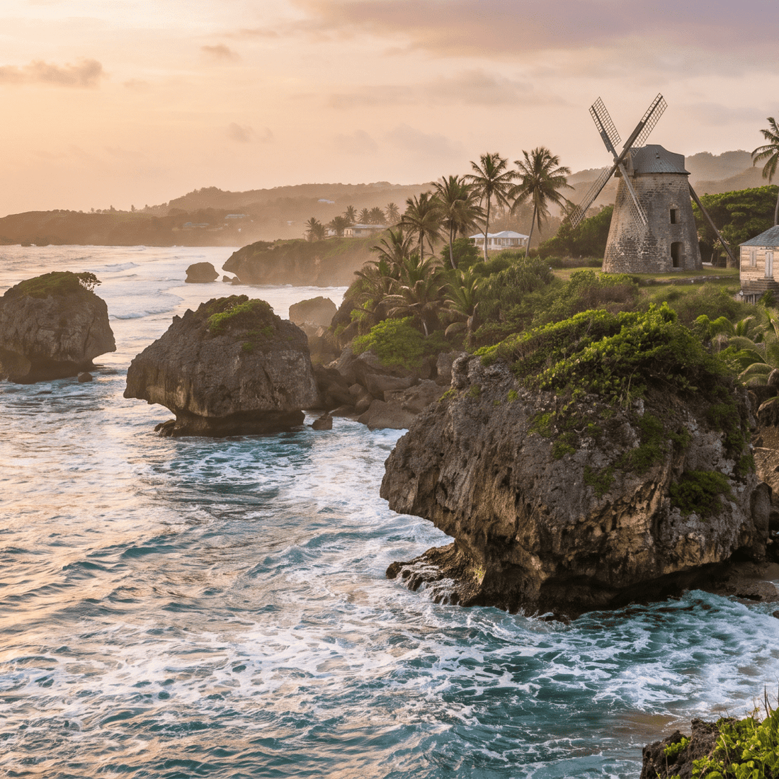 Paisaje de Barbados con cobertura 4G/5G de la eSIM de PuraSIM