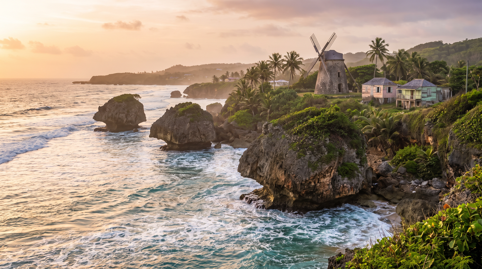 Paisaje de Barbados con cobertura 4G/5G de la eSIM de PuraSIM