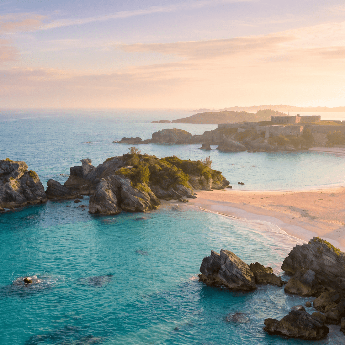 Paisaje de Bermudas con cobertura 4G/5G de la eSIM de PuraSIM