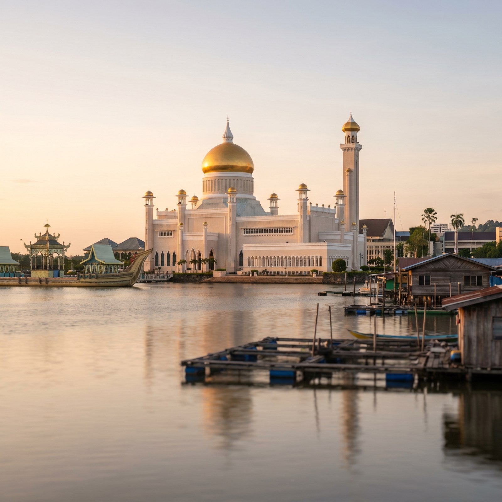Atardecer en Brunei Darussalam, conectado con datos móviles sin roaming