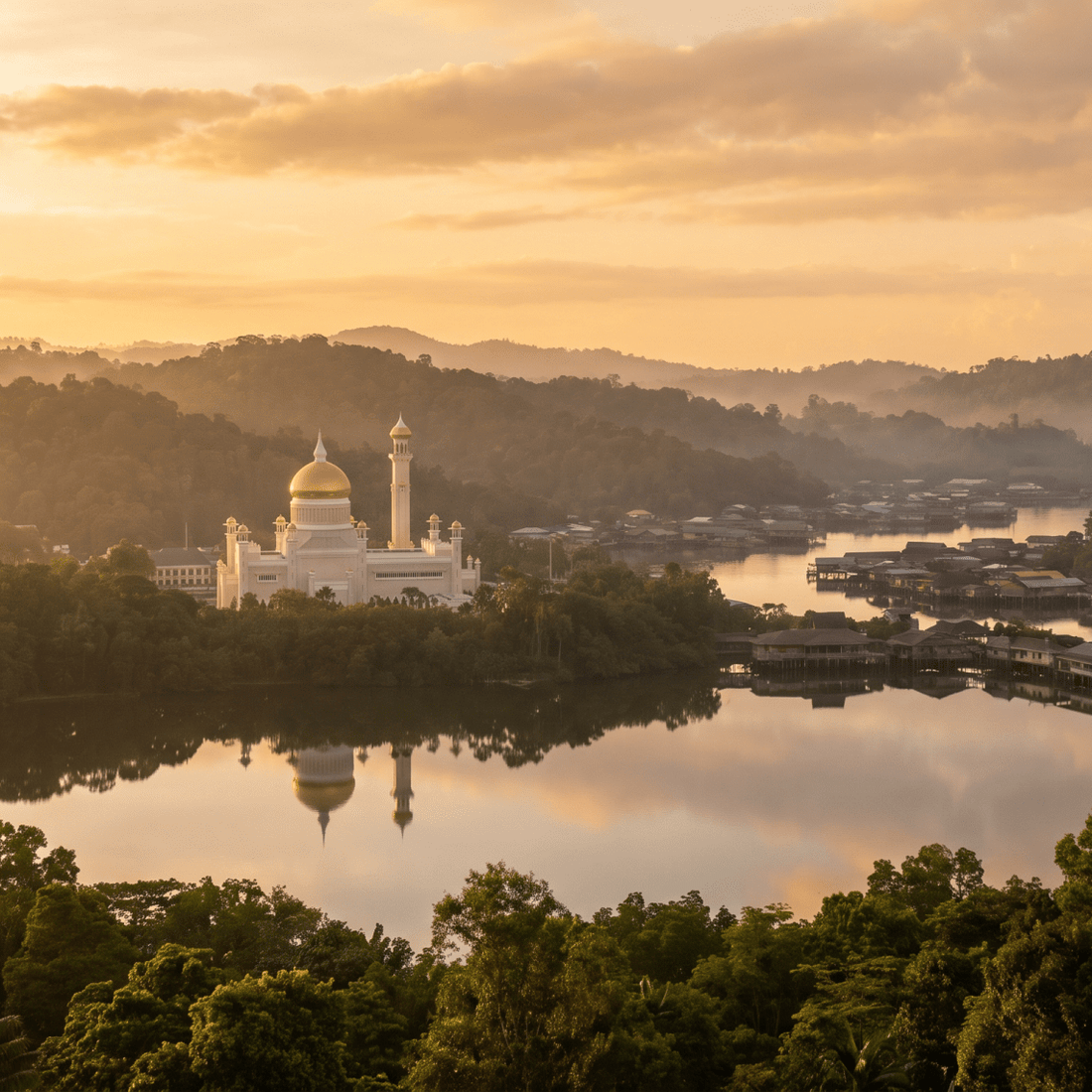 Paisaje de Brunei Darussalam con cobertura 4G/5G de la eSIM de PuraSIM
