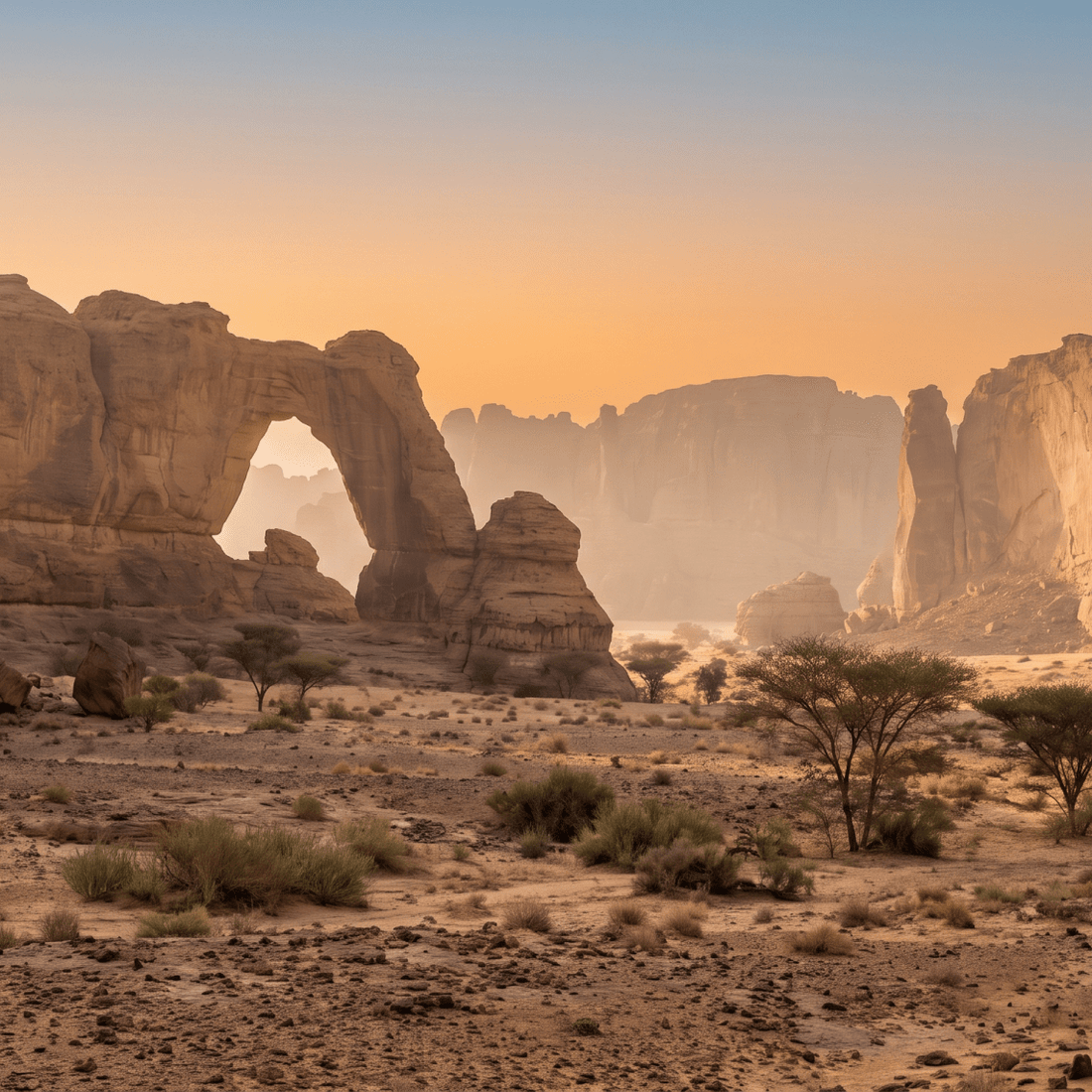Paisaje de Chad con cobertura 4G/5G de la eSIM de PuraSIM