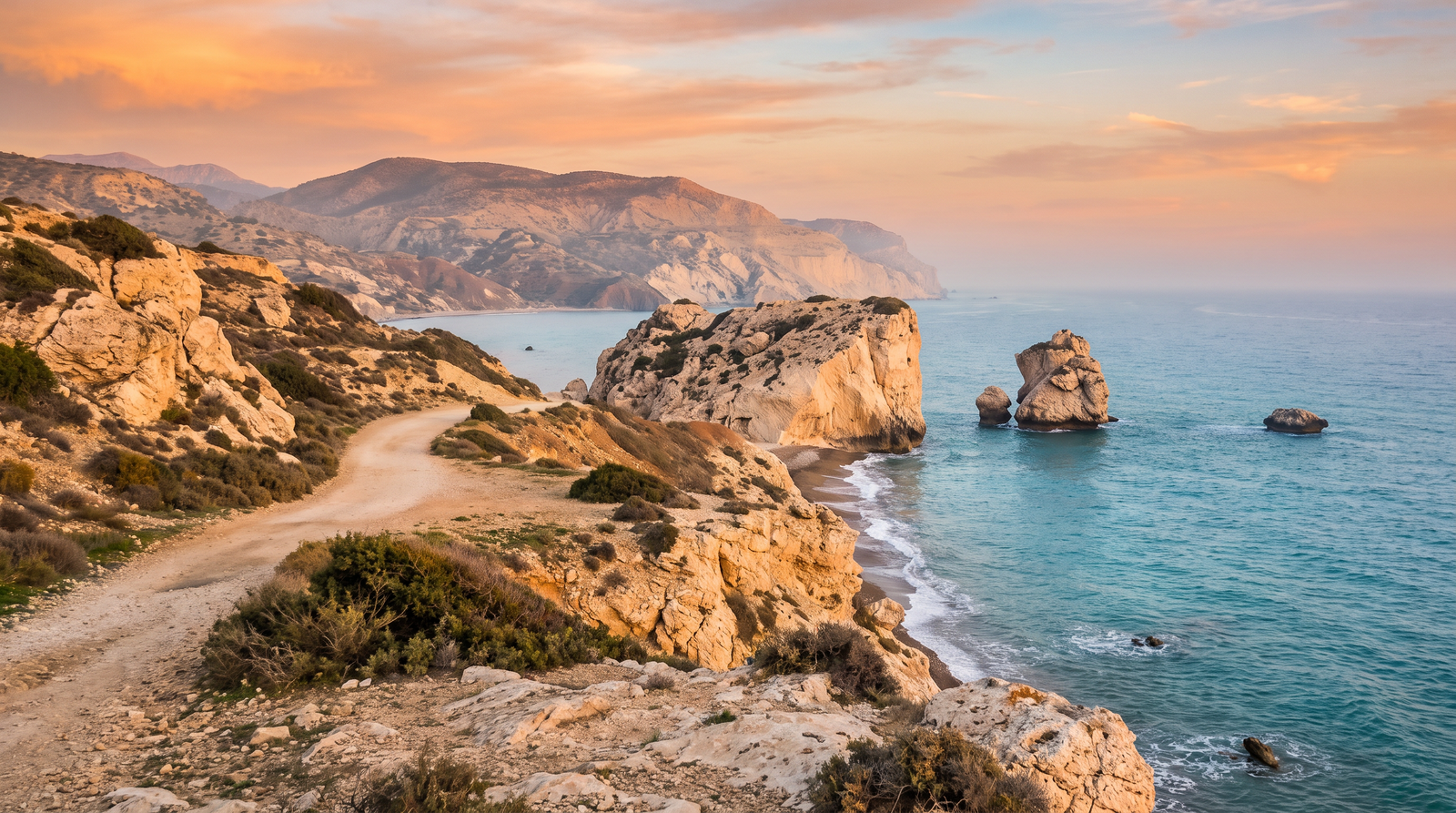 Paisaje de Chipre con cobertura 4G/5G de la eSIM de PuraSIM