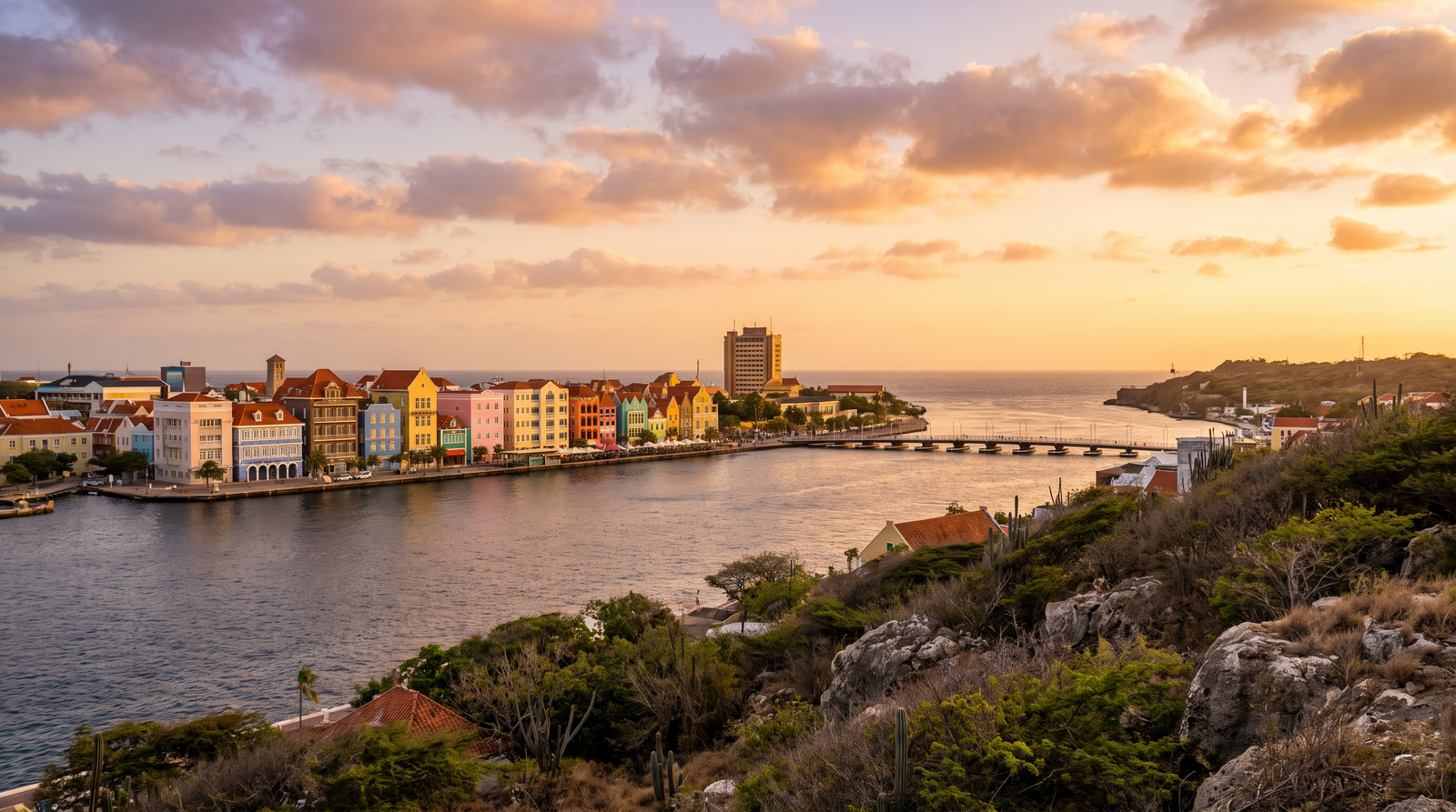 Paisaje de Curazao con cobertura 4G/5G de la eSIM de PuraSIM