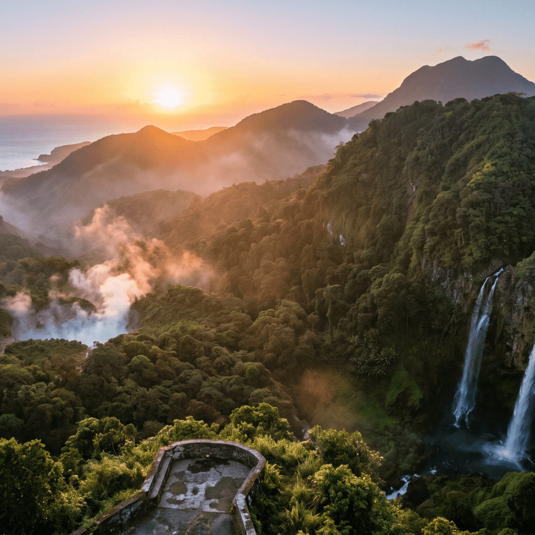 Paisaje de Dominica con cobertura 4G/5G de la eSIM de PuraSIM