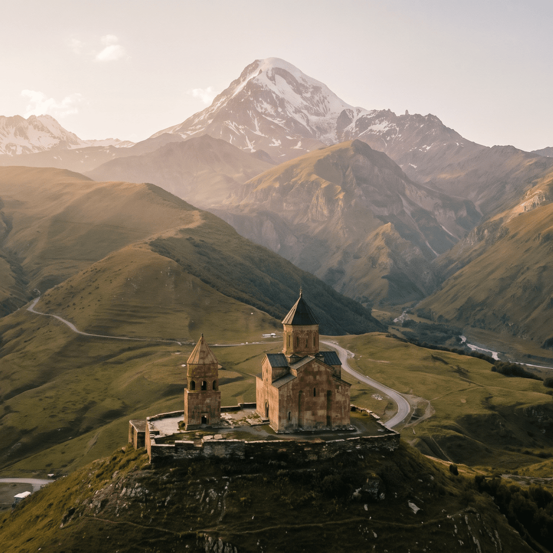 Paisaje de Georgia con cobertura 4G/5G de la eSIM de PuraSIM