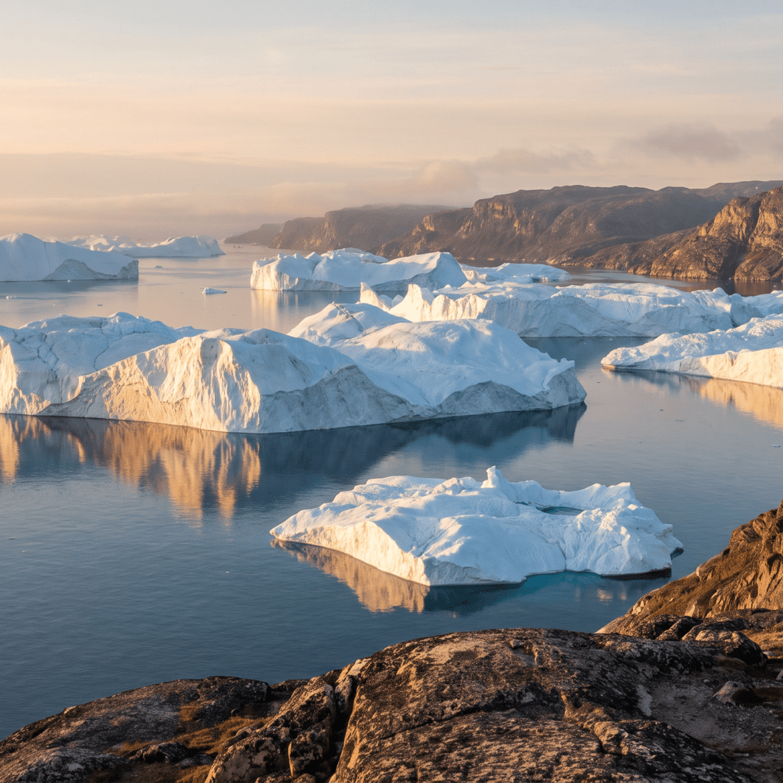Paisaje de Groenlandia con cobertura 4G/5G de la eSIM de PuraSIM