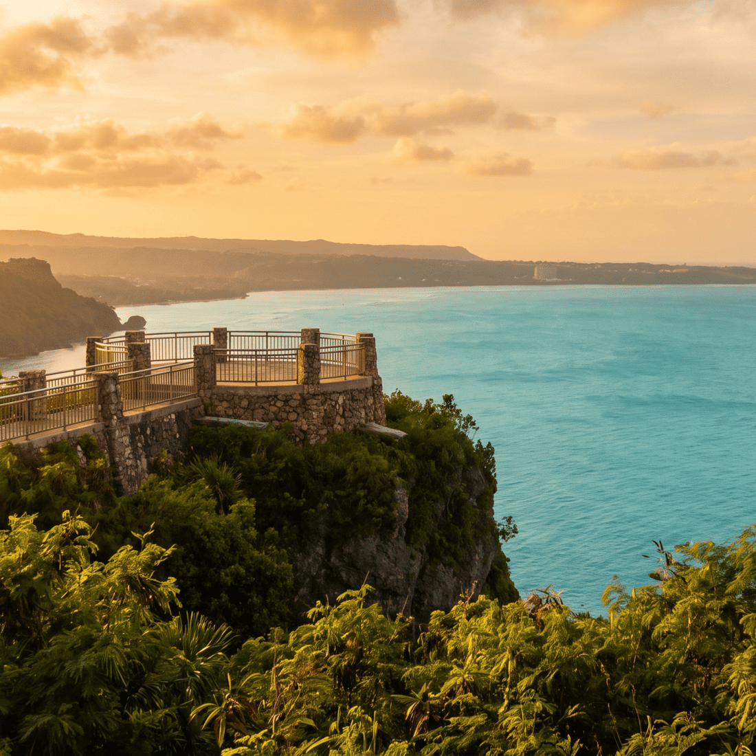 Paisaje de Guam con cobertura 4G/5G de la eSIM de PuraSIM