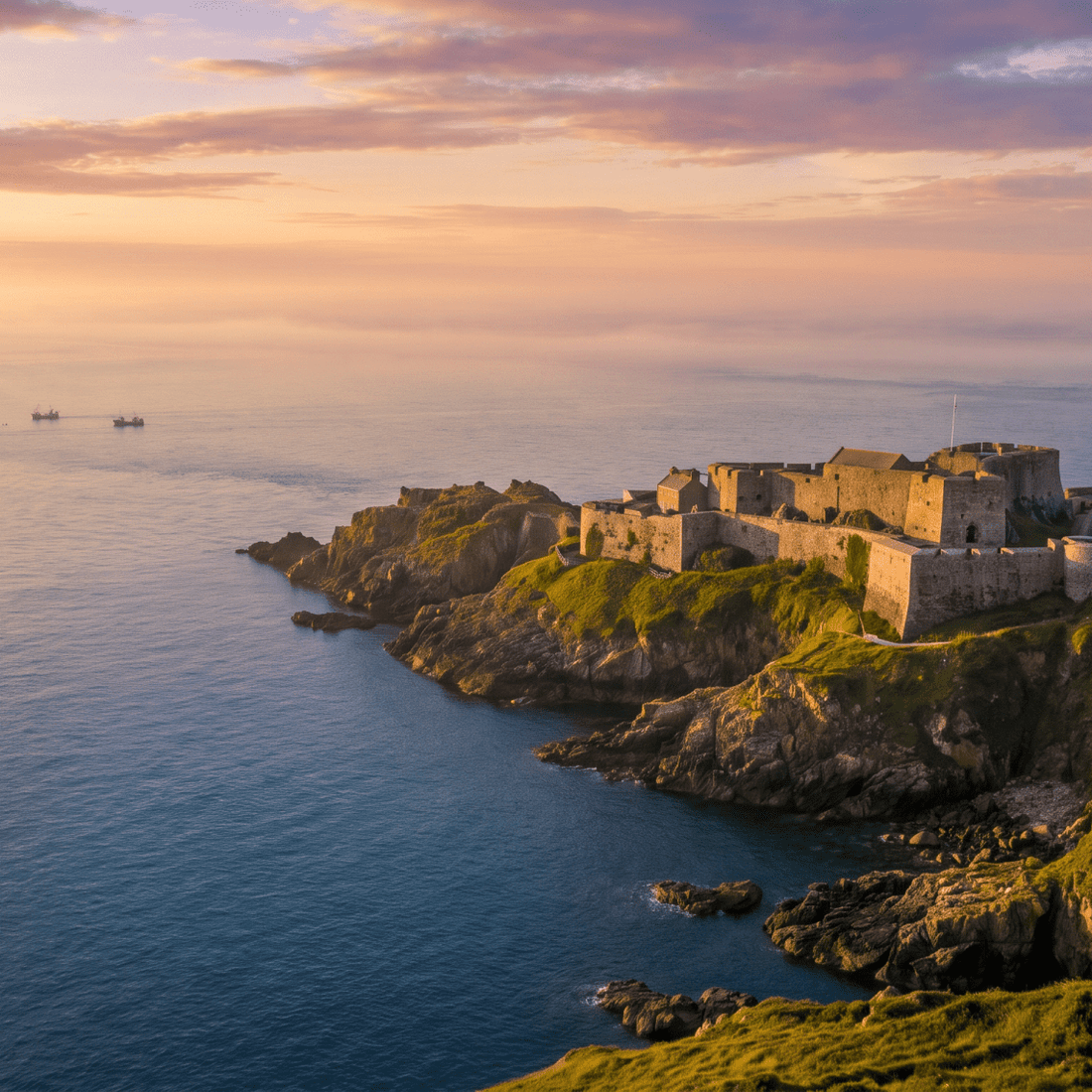 Paisaje de Guernsey con cobertura 4G/5G de la eSIM de PuraSIM