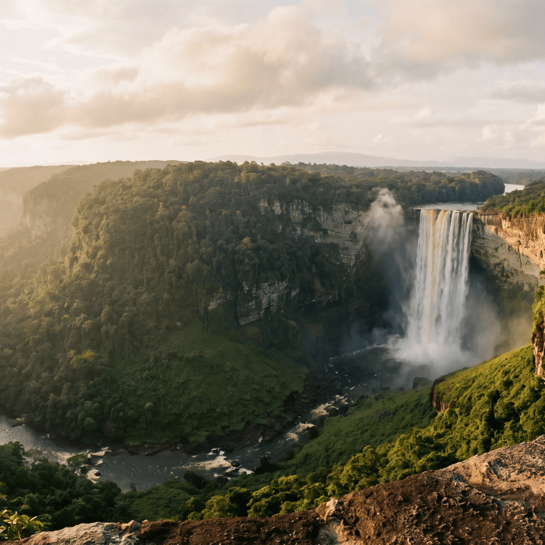 Paisaje de Guyana con cobertura 4G/5G de la eSIM de PuraSIM