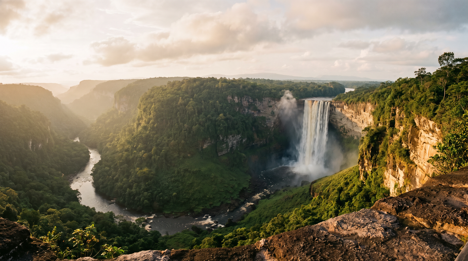 Paisaje de Guyana con cobertura 4G/5G de la eSIM de PuraSIM