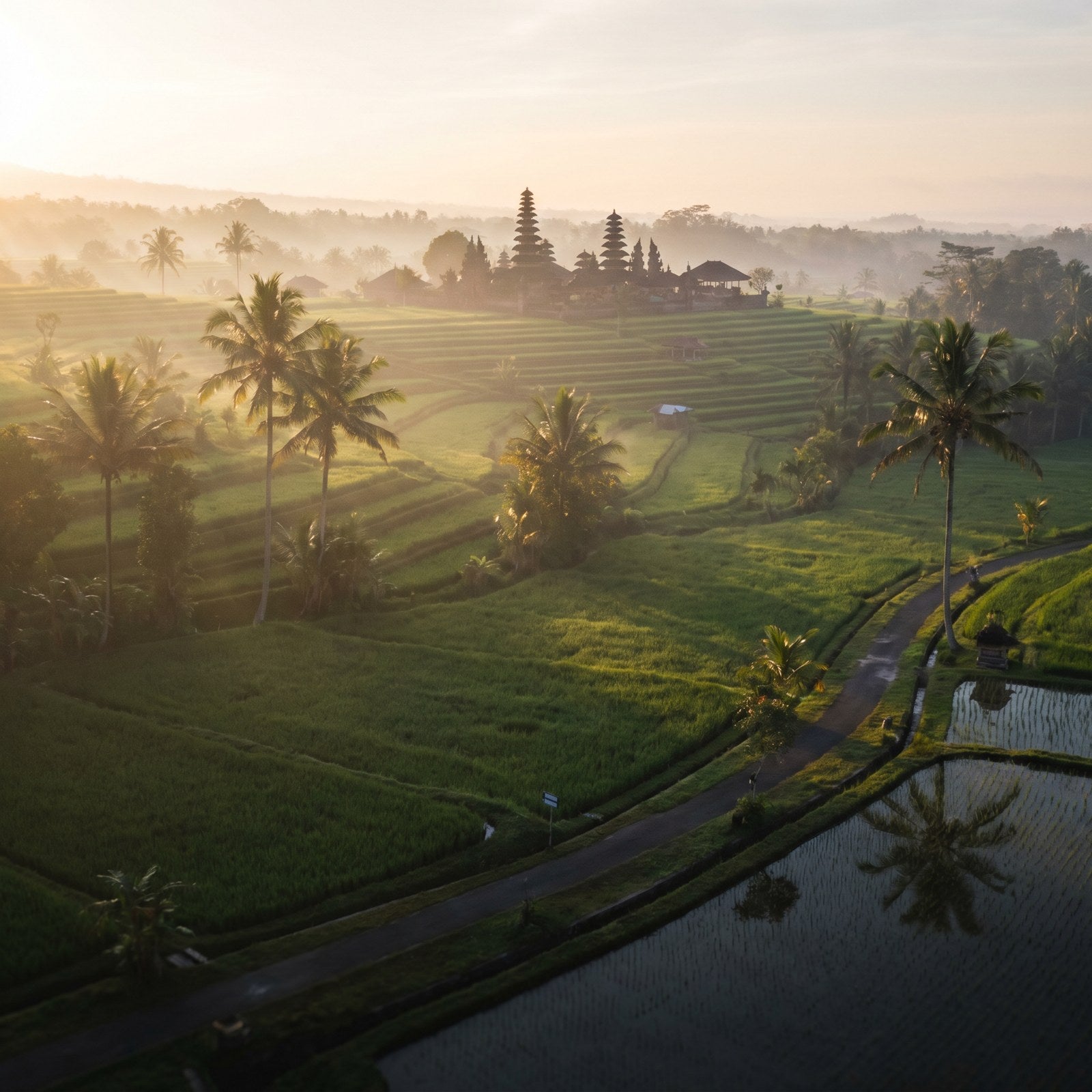 Atardecer en Indonesia, conectado con datos móviles sin roaming