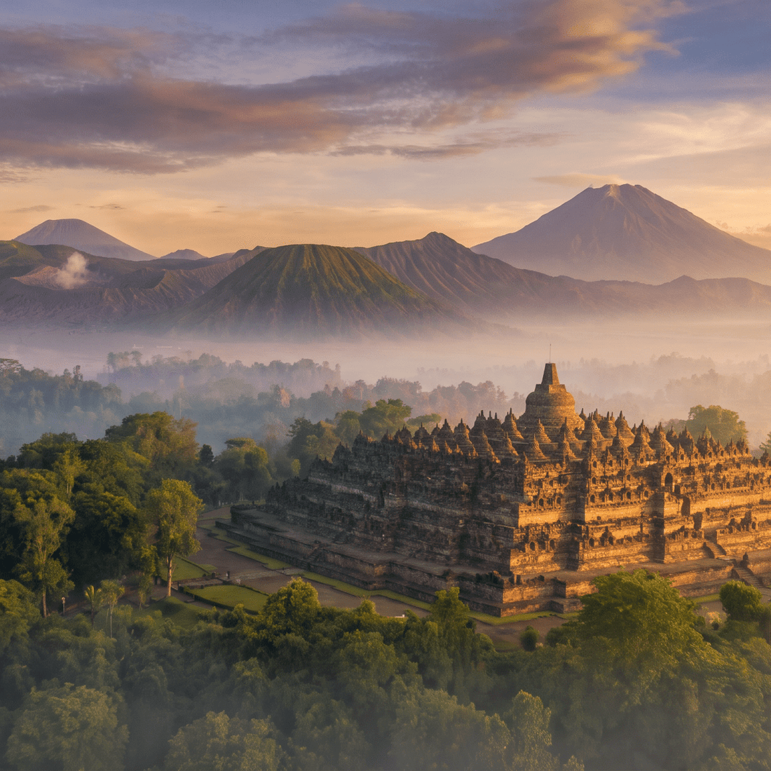 Paisaje de Indonesia con cobertura 4G/5G de la eSIM de PuraSIM