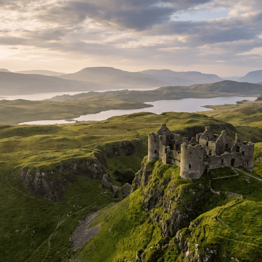 Paisaje de Irlanda y Reino Unido con cobertura 4G/5G de la eSIM de PuraSIM