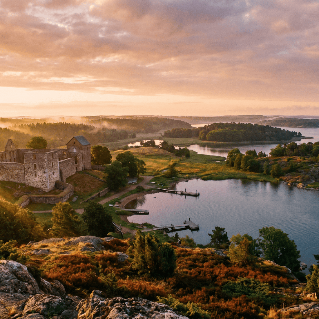 Paisaje de Islas Åland con cobertura 4G/5G de la eSIM de PuraSIM