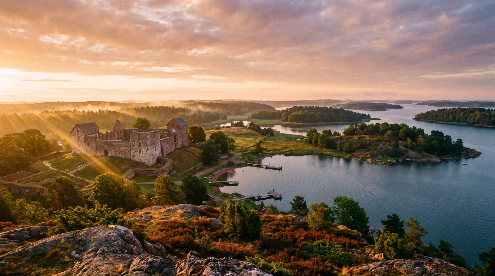 Paisaje de Islas Åland con cobertura 4G/5G de la eSIM de PuraSIM