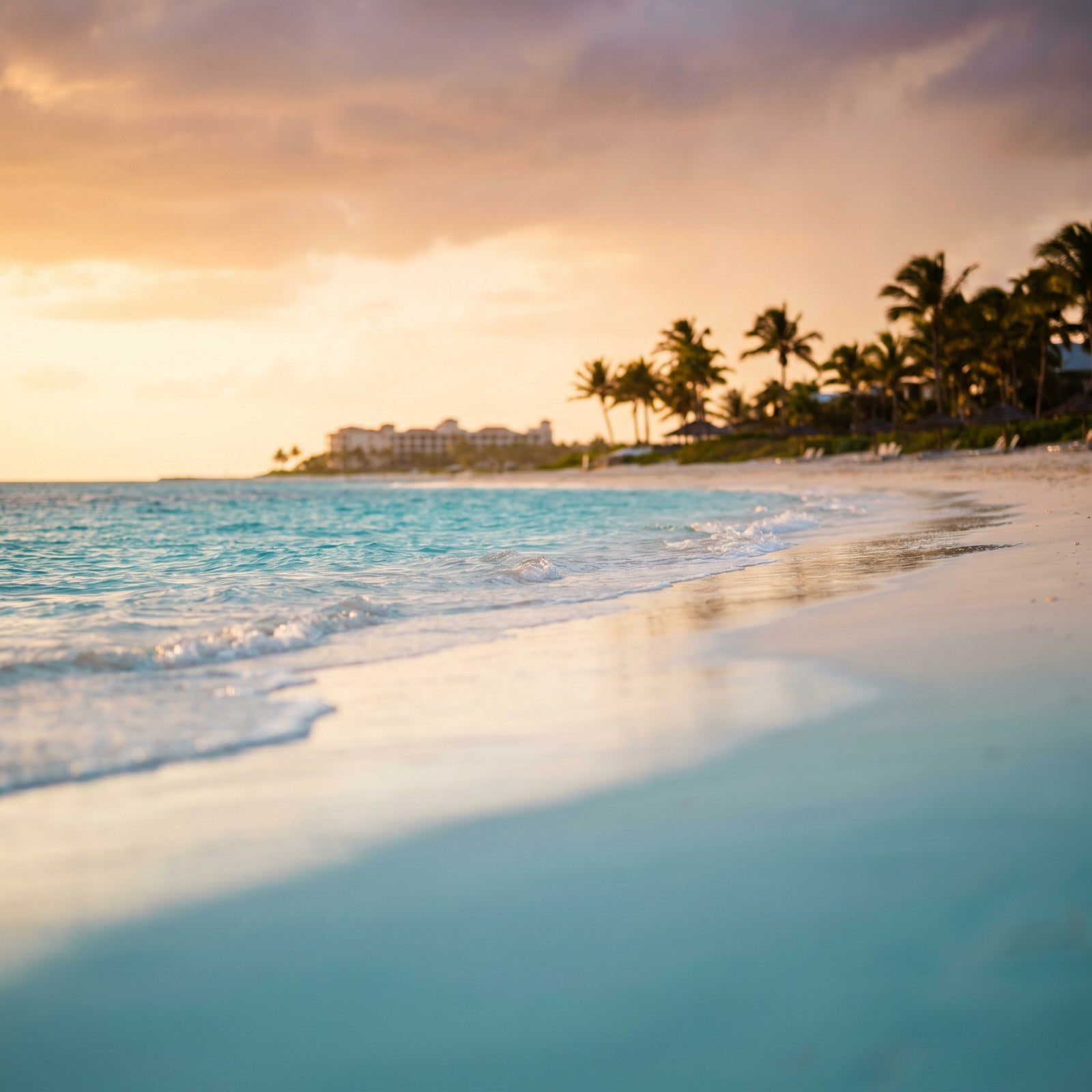 Atardecer en Islas Turcas y Caicos, conectado con datos móviles sin roaming