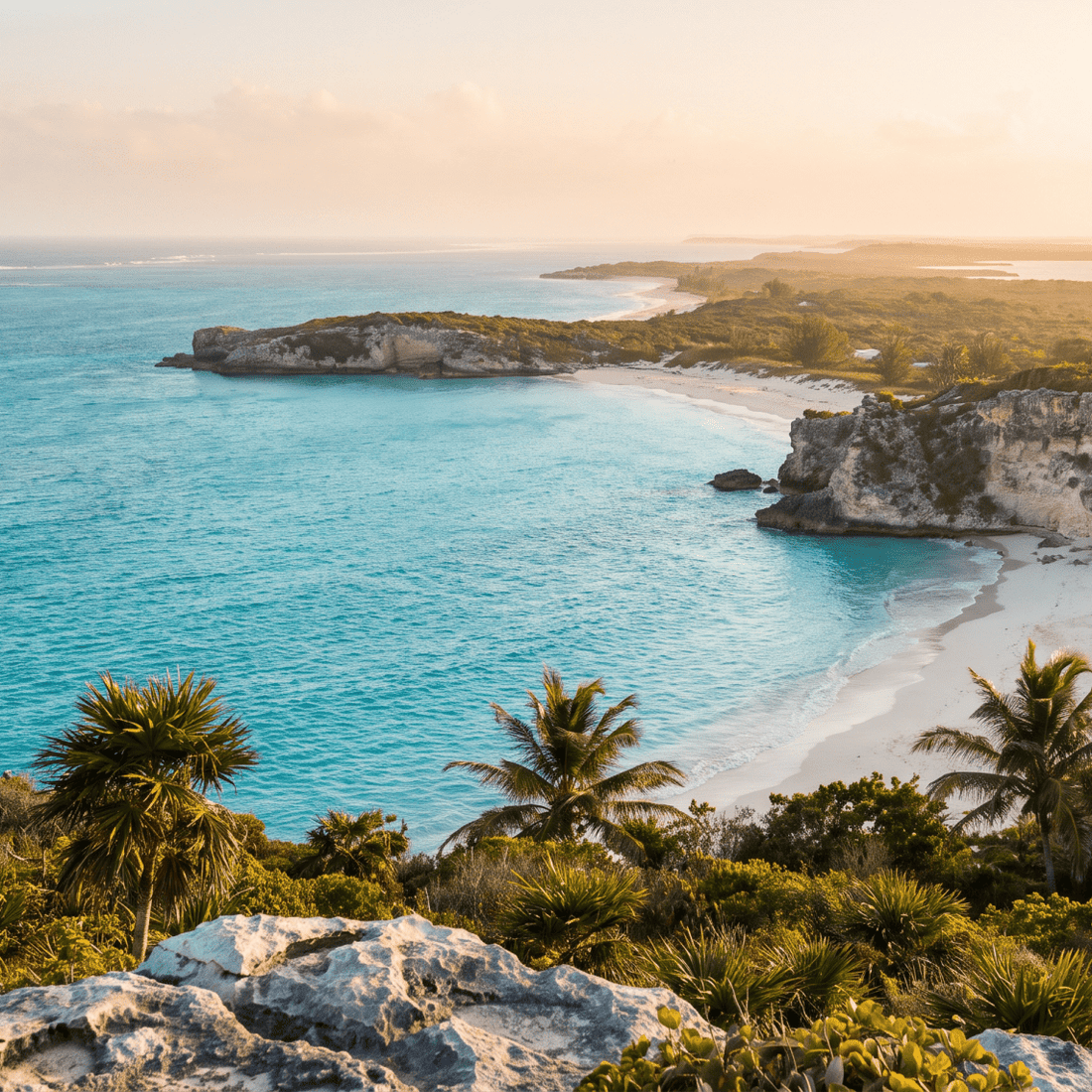 Paisaje de Islas Turcas y Caicos con cobertura 4G/5G de la eSIM de PuraSIM