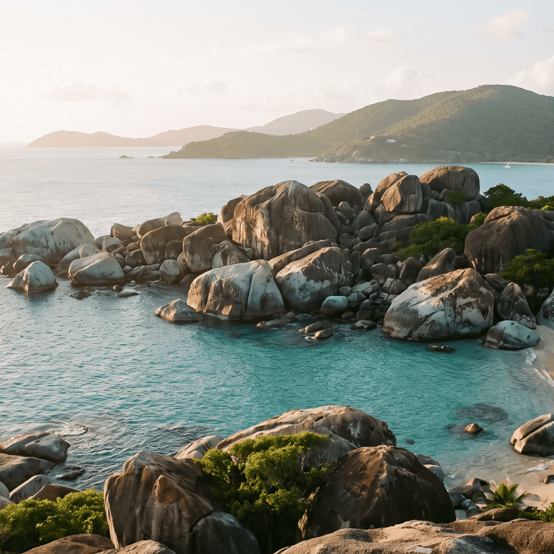 Paisaje de Islas Vírgenes Británicas con cobertura 4G/5G de la eSIM de PuraSIM