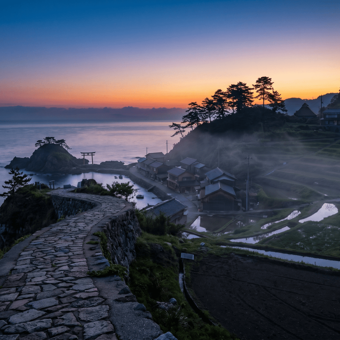 Atardecer en Japón, conectado con datos móviles sin roaming