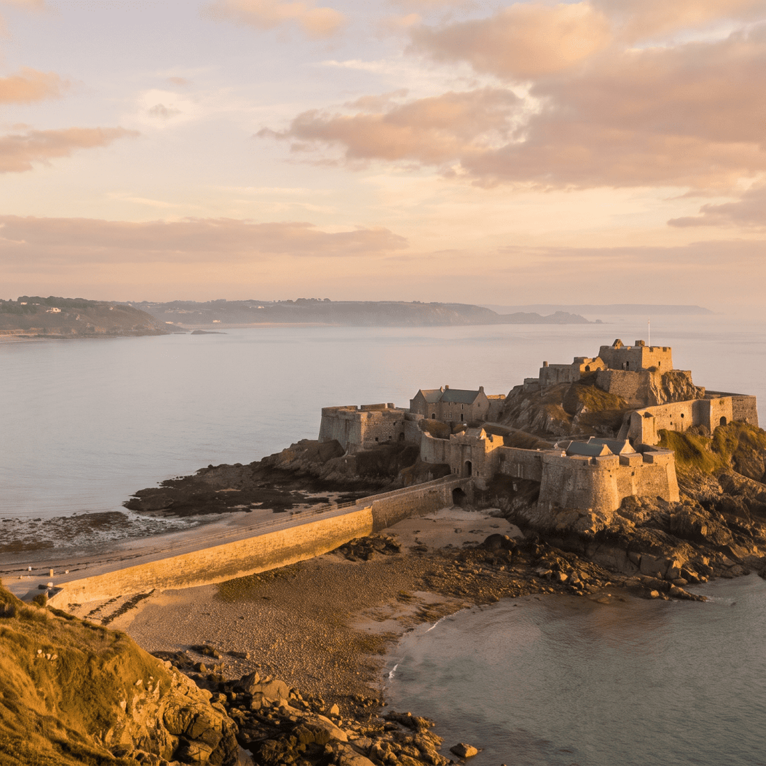 Paisaje de Jersey con cobertura 4G/5G de la eSIM de PuraSIM