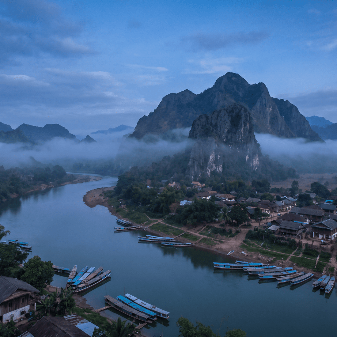 Atardecer en Laos, conectado con datos móviles sin roaming