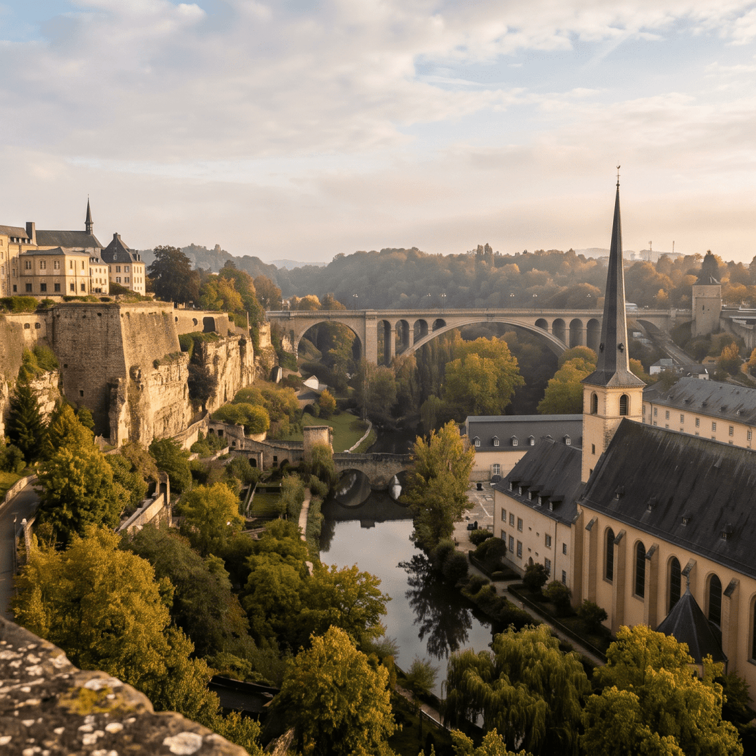 Paisaje de Luxemburgo con cobertura 4G/5G de la eSIM de PuraSIM