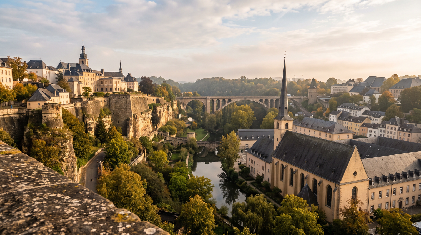 Paisaje de Luxemburgo con cobertura 4G/5G de la eSIM de PuraSIM