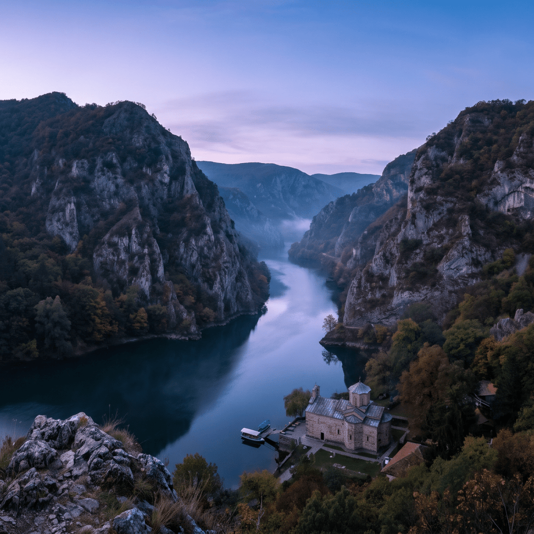 Atardecer en Macedonia del Norte, conectado con datos móviles sin roaming