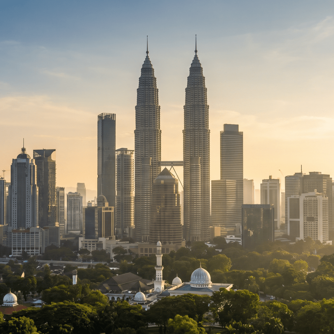 Paisaje de Malasia con cobertura 4G/5G de la eSIM de PuraSIM