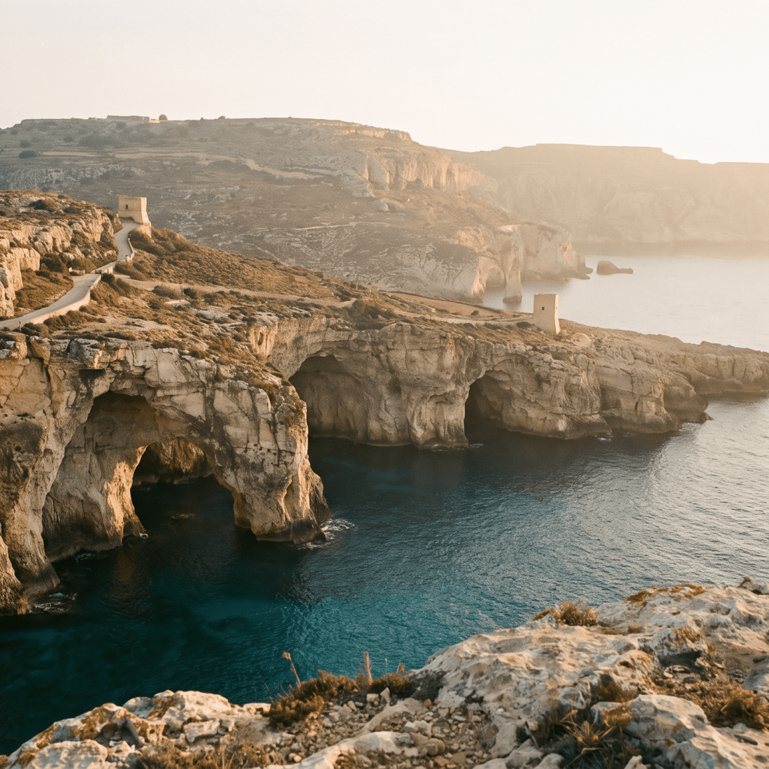 Paisaje de Malta con cobertura 4G/5G de la eSIM de PuraSIM