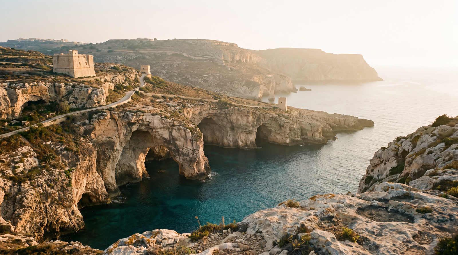 Paisaje de Malta con cobertura 4G/5G de la eSIM de PuraSIM