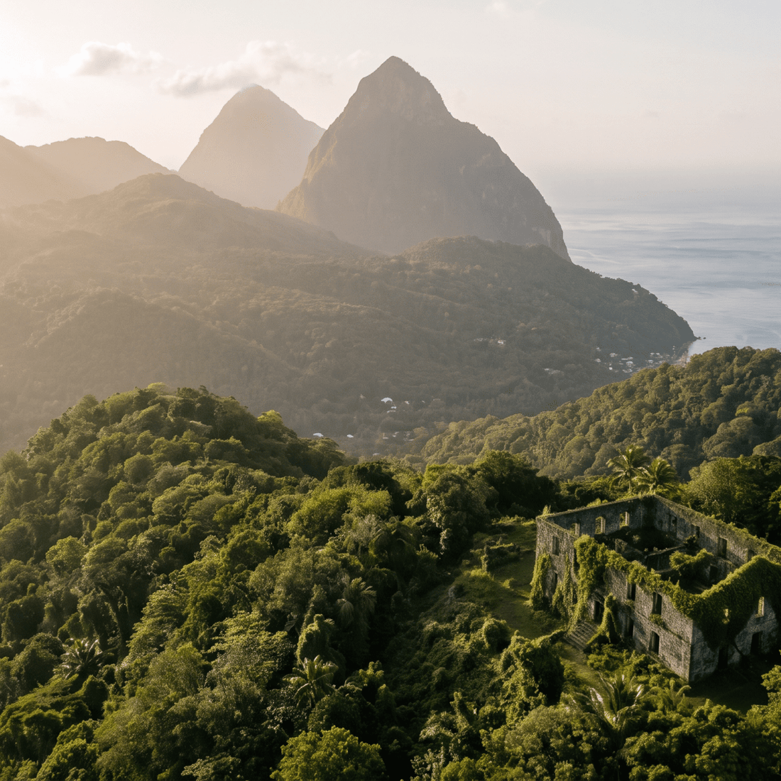 Paisaje de Martinica con cobertura 4G/5G de la eSIM de PuraSIM
