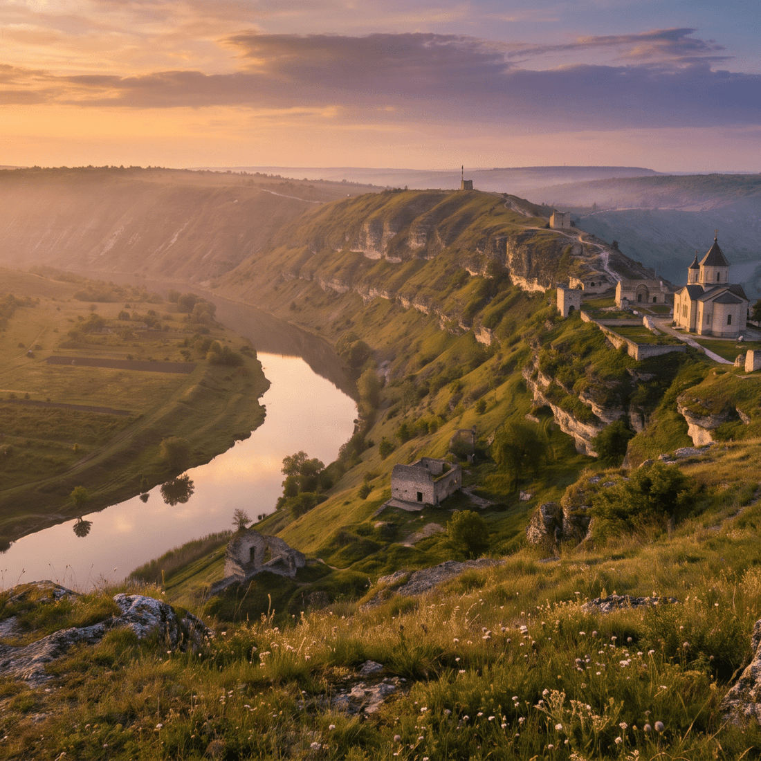 Paisaje de Moldavia con cobertura 4G/5G de la eSIM de PuraSIM