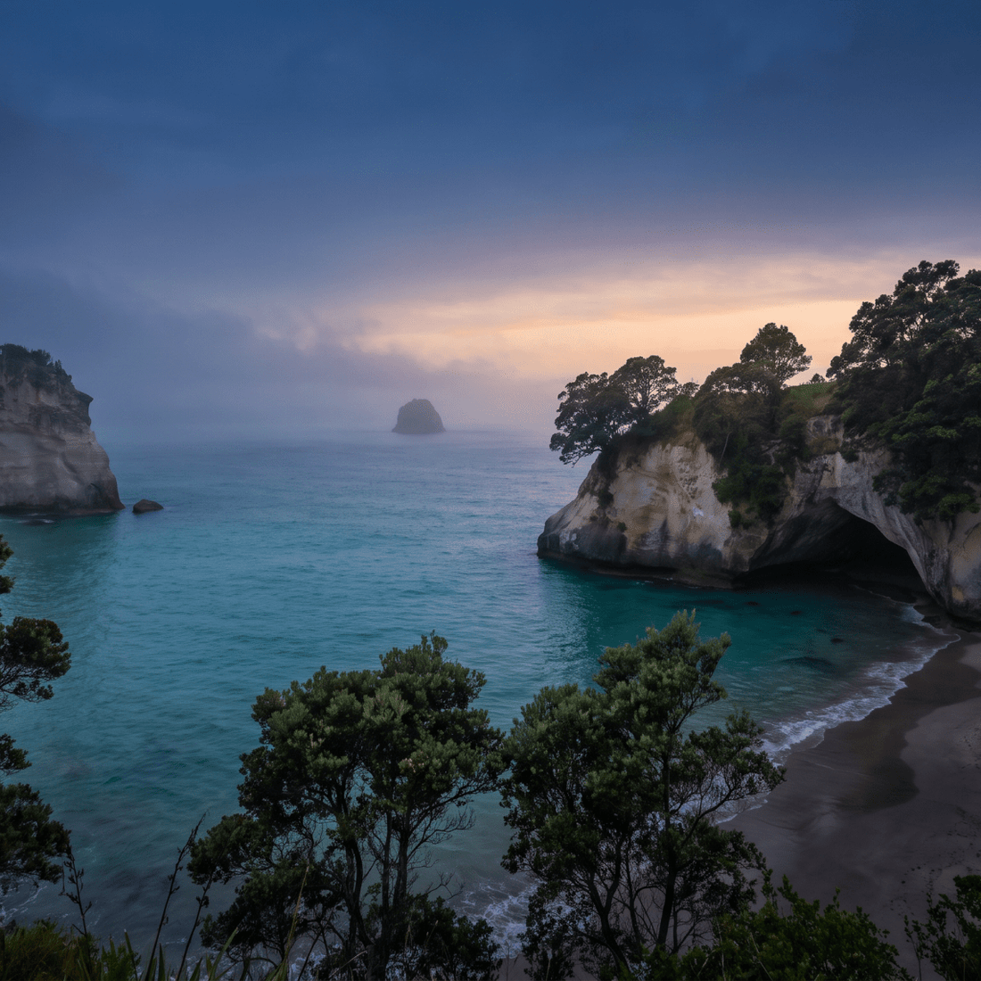 Atardecer en Nueva Zelanda, conectado con datos móviles sin roaming