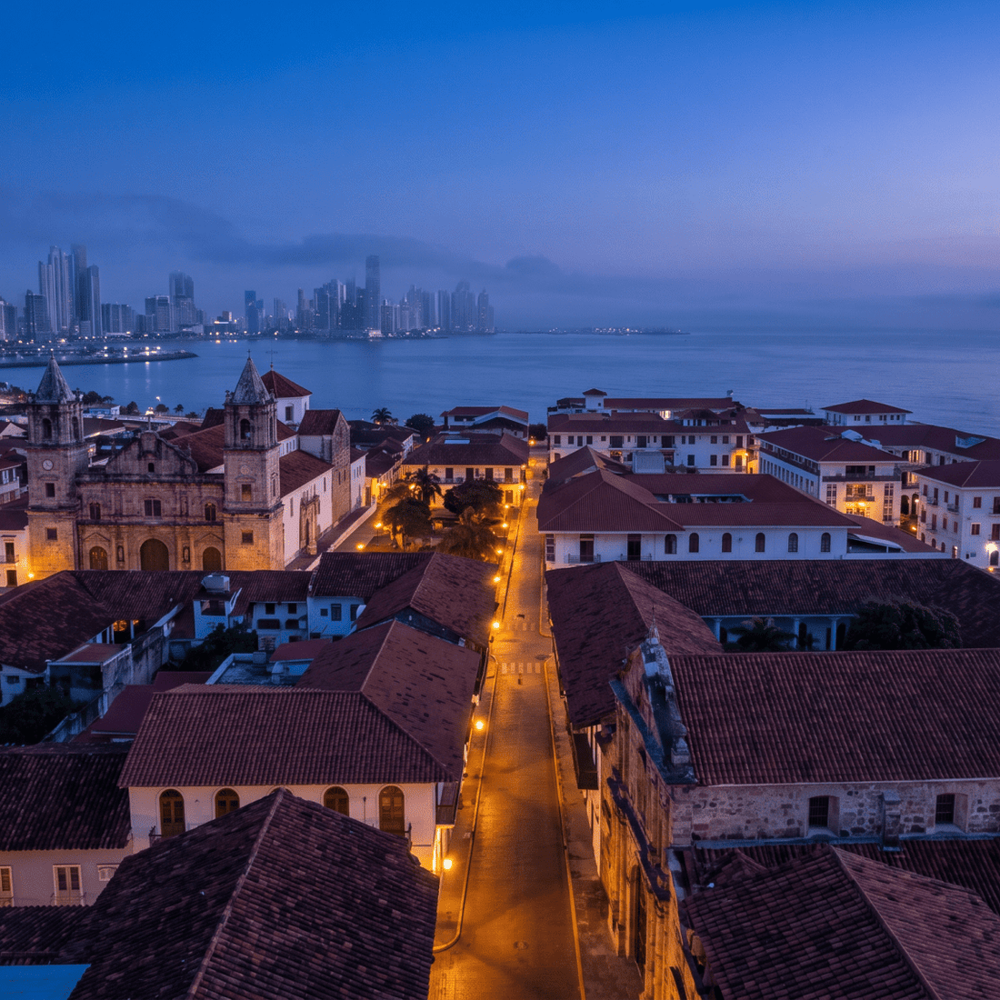 Atardecer en Panamá, conectado con datos móviles sin roaming
