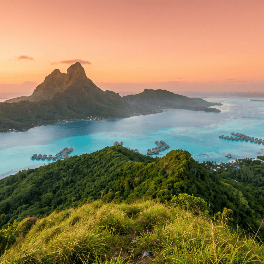 Paisaje de Polinesia Francesa con cobertura 4G/5G de la eSIM de PuraSIM