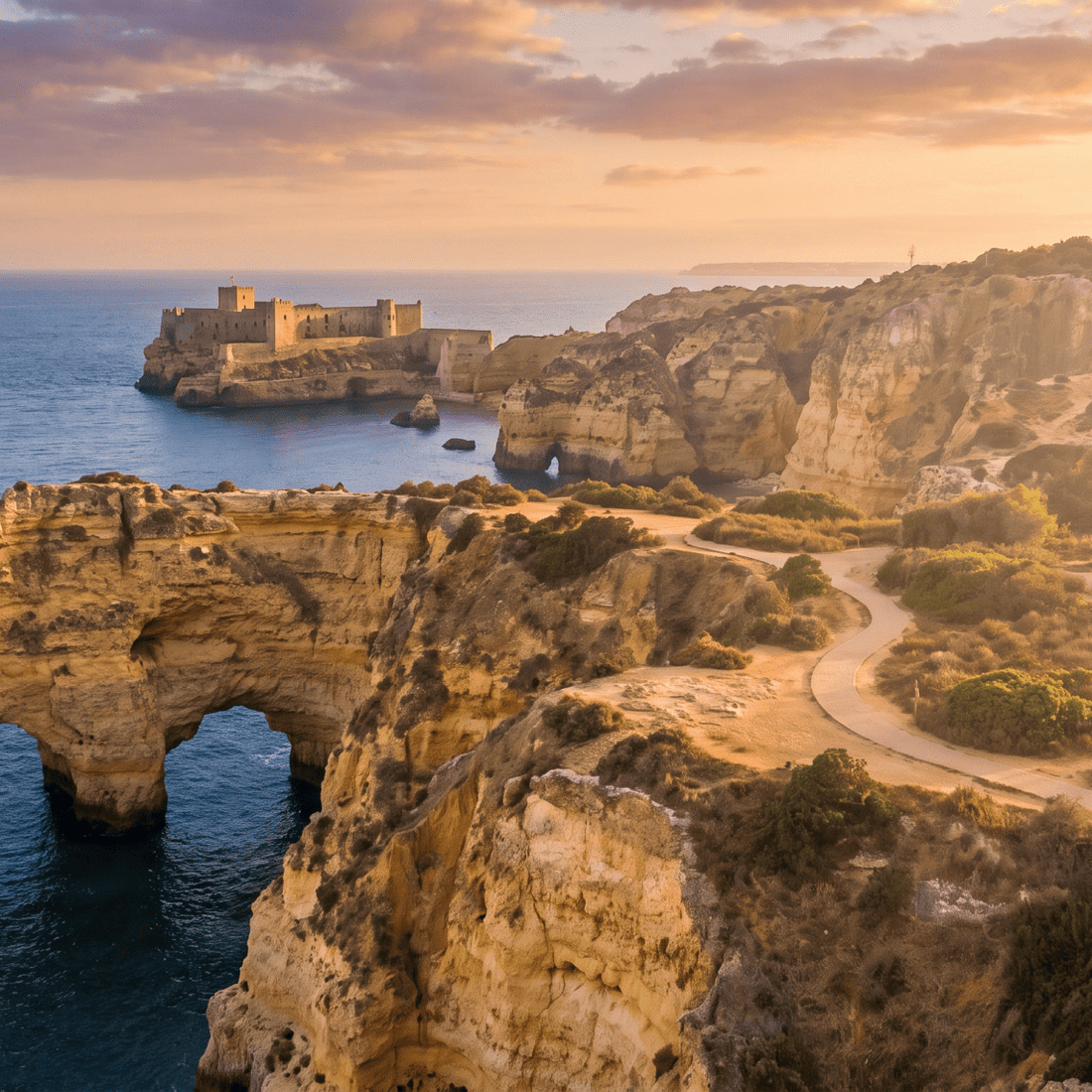 Paisaje de Portugal con cobertura 4G/5G de la eSIM de PuraSIM