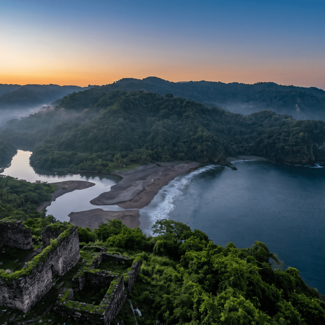 Atardecer en Región del Golfo, conectado con datos móviles sin roaming