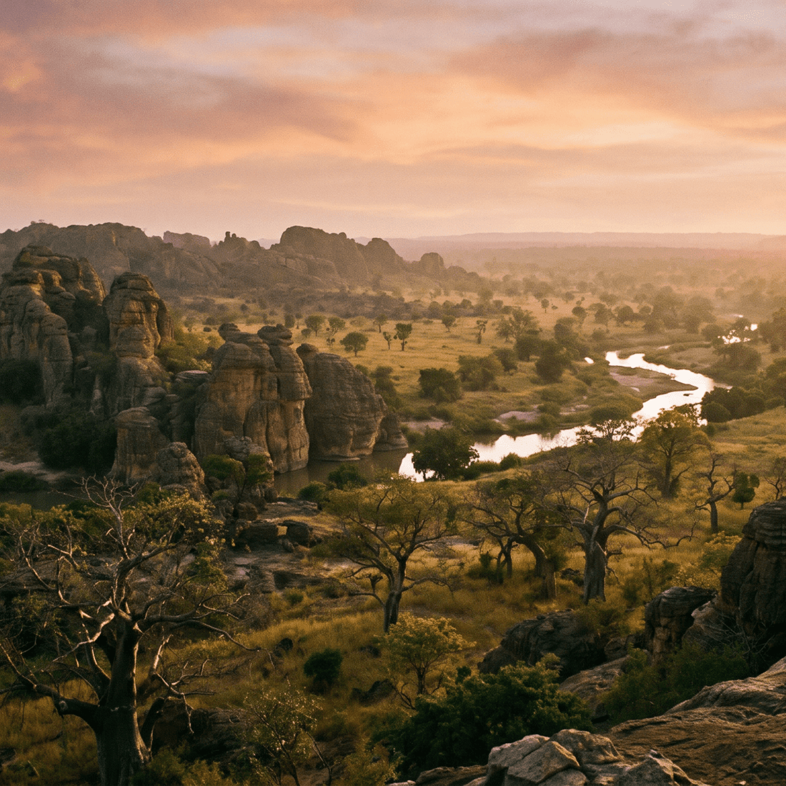 Paisaje de Rep. Centroafricana con cobertura 4G/5G de la eSIM de PuraSIM