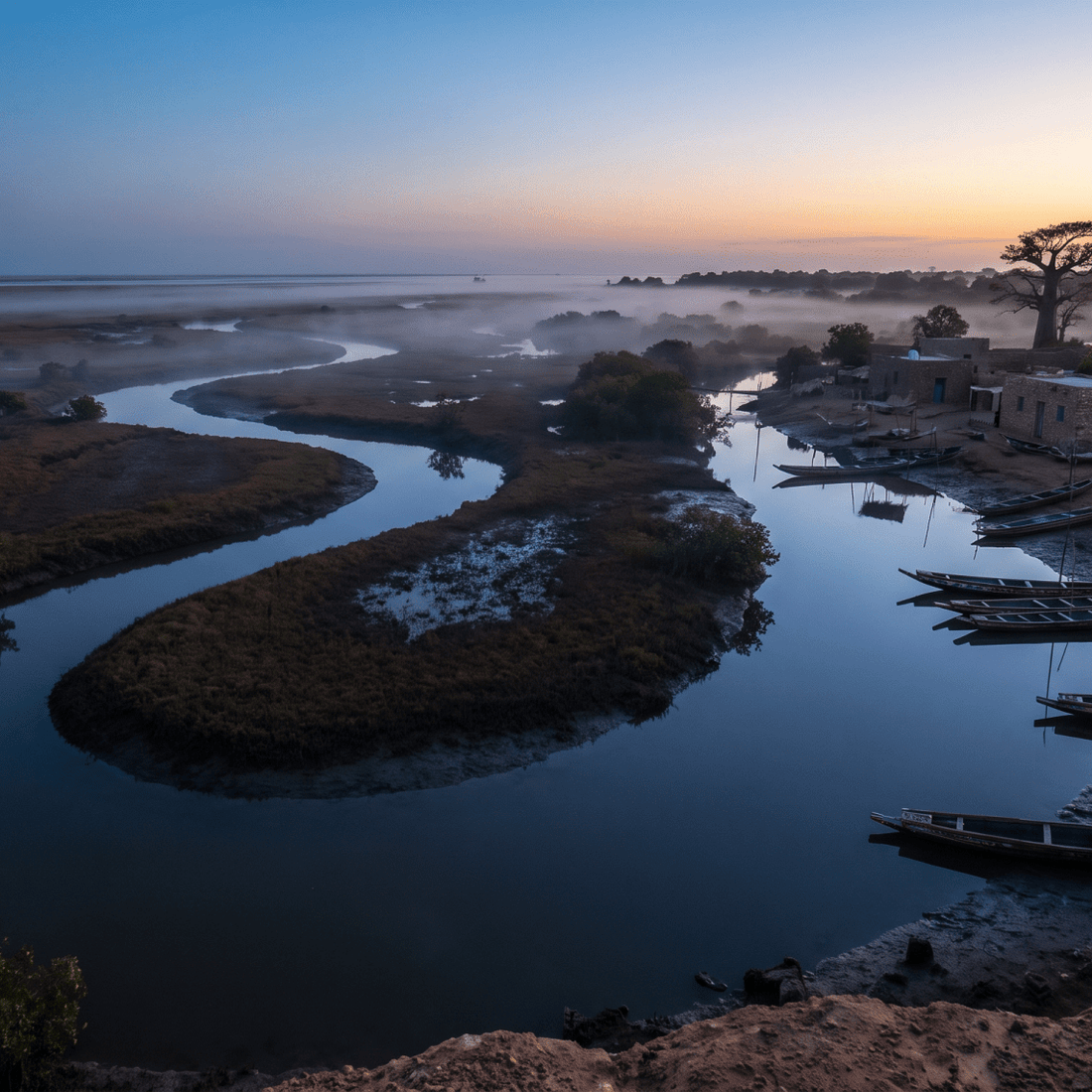 Atardecer en Senegal, conectado con datos móviles sin roaming